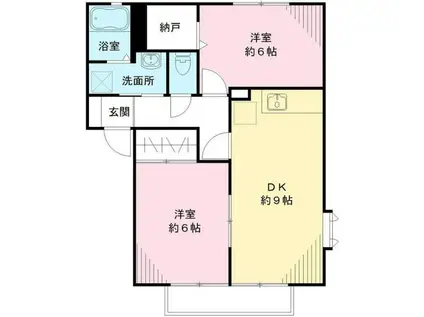 クレストコートA(2LDK/2階)の間取り写真