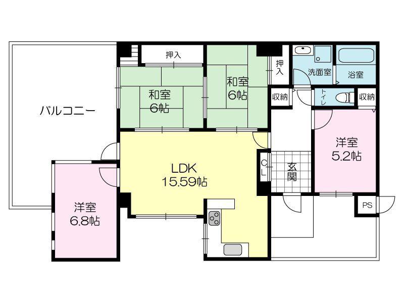 グランドメゾン姫路(4LDK/5階)の間取り写真