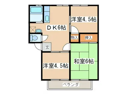 スカイタウン上今泉(3DK/2階)の間取り写真