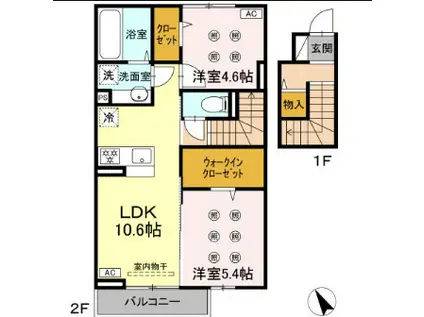 EXCELLENT街角六番館(2LDK/2階)の間取り写真