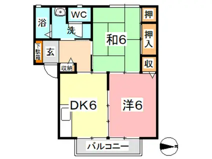 ネオニューク長尾 A(2DK/2階)の間取り写真