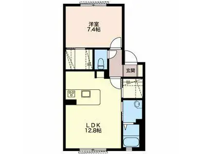 JOIE(1LDK/1階)の間取り写真