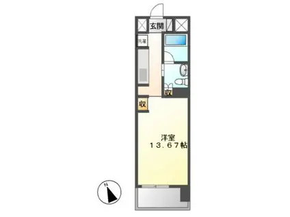 カスタリア伏見(ワンルーム/2階)の間取り写真