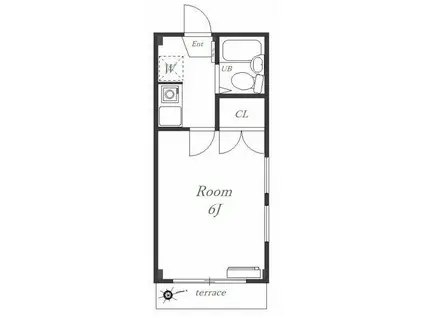 湘南テラス藤沢(1K/1階)の間取り写真