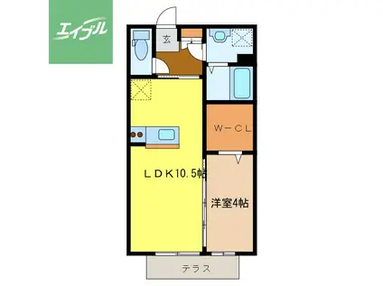 セイシェル・大山II(1LDK/1階)の間取り写真