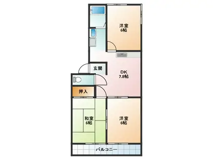 ルフランパレス(3DK/2階)の間取り写真