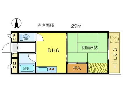 ニューコーポ芝(1DK/3階)の間取り写真
