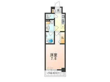 CAVANA九条烏丸(1K/1階)の間取り写真