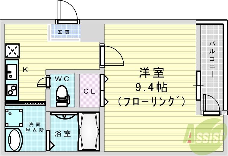 フジパレス塚本駅西2番館(1K/3階)の間取り写真