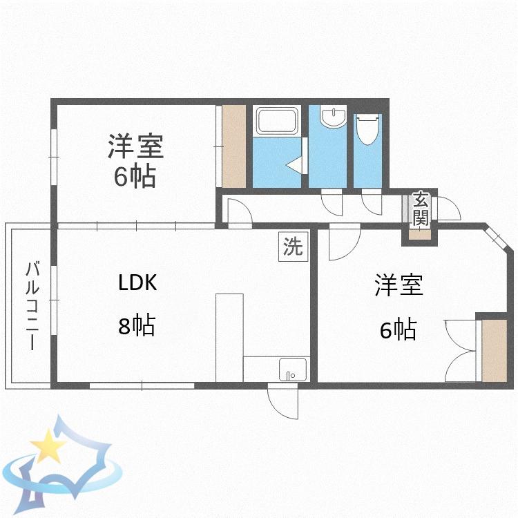 裏参道ハイツ(2LDK/2階)の間取り写真