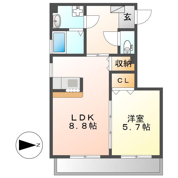 JU・JU(1LDK/1階)の間取り写真