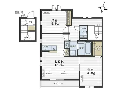 伊奈町内宿台メゾン(2LDK/2階)の間取り写真