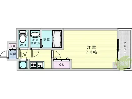 アドバンス江坂ラシュレ(1K/11階)の間取り写真