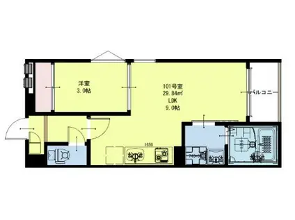 REGALEST仙台八幡(1LDK/1階)の間取り写真