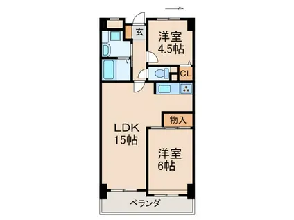 グランメール美園(2LDK/2階)の間取り写真