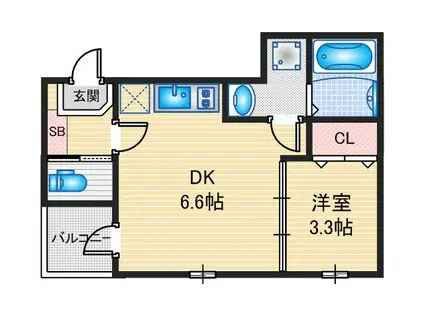 ハーモニーテラス中村中町IV(1DK/3階)の間取り写真