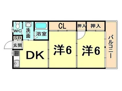 サンナカイパートI(2DK/3階)の間取り写真