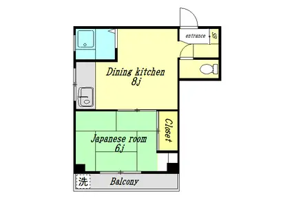 ハイツ山川(1DK/4階)の間取り写真
