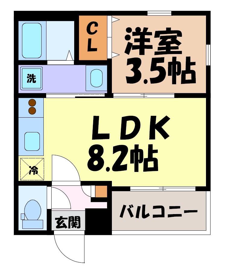 CHERIM 本陣十王町 サウス(1LDK/1階)の間取り写真