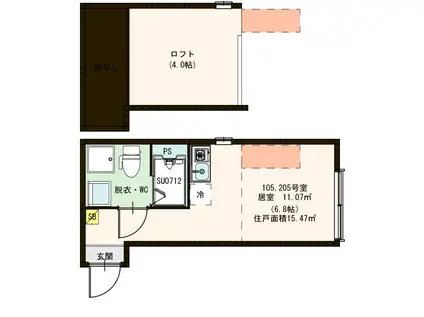 ローズガーデン北千住(ワンルーム/2階)の間取り写真