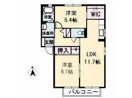 バリュージュJIN A棟(2LDK/1階)の間取り写真