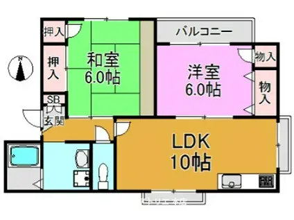 グリーンハイツ吉川(2LDK/2階)の間取り写真