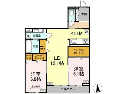 CLASSEUM仙台小田原 C棟(2LDK/3階)の間取り写真