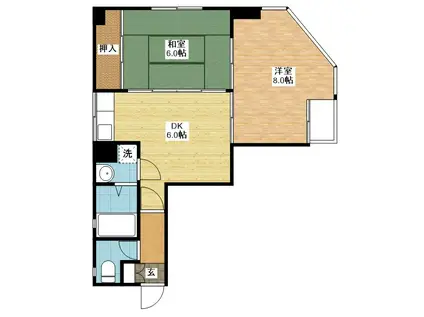 TERRACE.HANAOKA(2DK/2階)の間取り写真