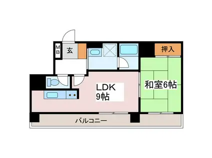 五幸セントラルマンション(1LDK/8階)の間取り写真