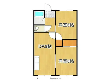 ハイツコシイシII(2DK/1階)の間取り写真