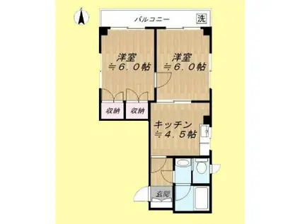 アミューズK(2DK/2階)の間取り写真