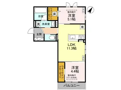 D-GRANDE下轡田 C(2LDK/1階)の間取り写真