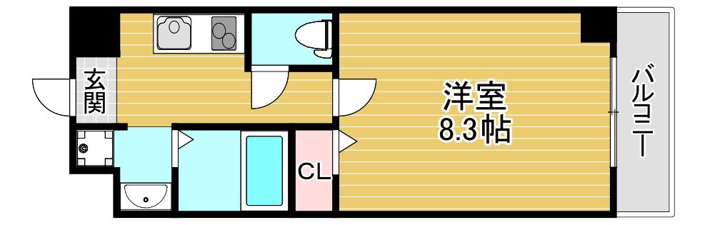 CION NISHIKUJYO(1K/9階)の間取り写真