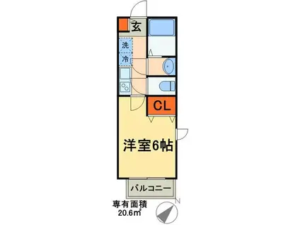 キャメル松戸大谷口III(1K/1階)の間取り写真