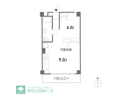 CREST(ワンルーム/2階)の間取り写真