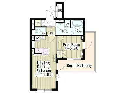 CENTENARIO市谷二十騎町(1LDK/5階)の間取り写真