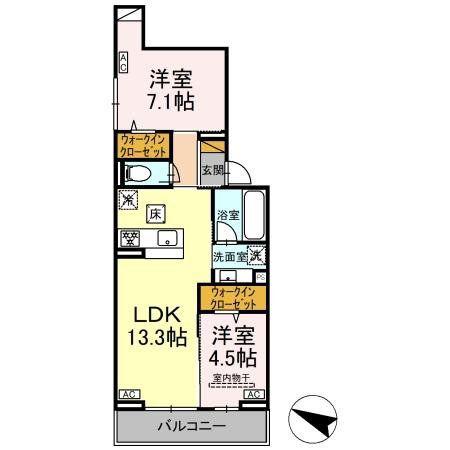 D-ROOM弁天IV(2LDK/2階)の間取り写真