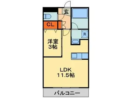 ヘルデンフィールズ2(1LDK/2階)の間取り写真