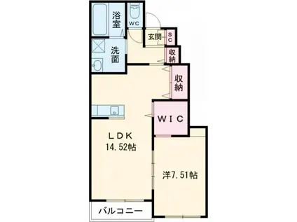 AFC RESIDENCE 海老島(1LDK/1階)の間取り写真
