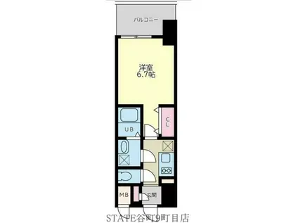 QUINTET NAMBA(1K/9階)の間取り写真