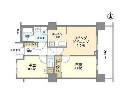 豊洲シエルタワー(2LDK/31階)の間取り写真