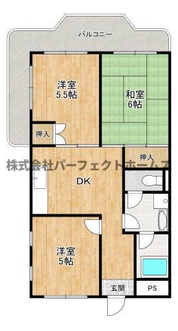 プリンスヴィラ寝屋川(3DK/9階)の間取り写真