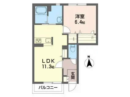 シャーメゾンカスケードIII(1LDK/1階)の間取り写真