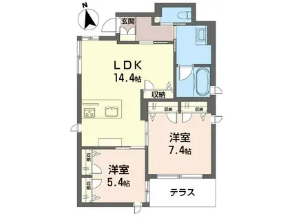 マーサルクス(2LDK/1階)の間取り写真