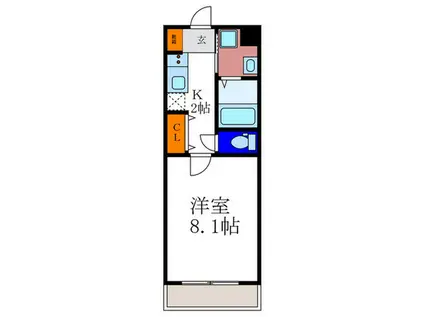 コンフォート下鴨(1K/1階)の間取り写真