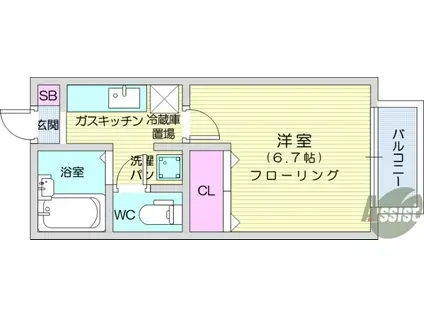 ディアス・ヤマト(1K/2階)の間取り写真