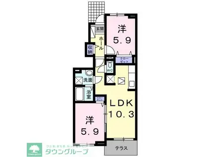 メゾン プラシードII(2LDK/1階)の間取り写真