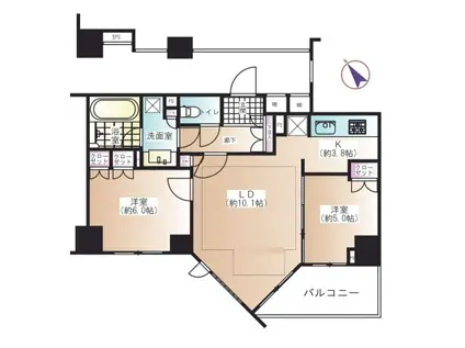 ルジェンテ高輪台(2LDK/7階)の間取り写真