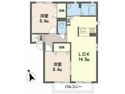 バリュージュ住吉A(2LDK/2階)の間取り写真