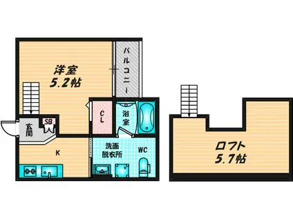 ALLURE(1K/1階)の間取り写真